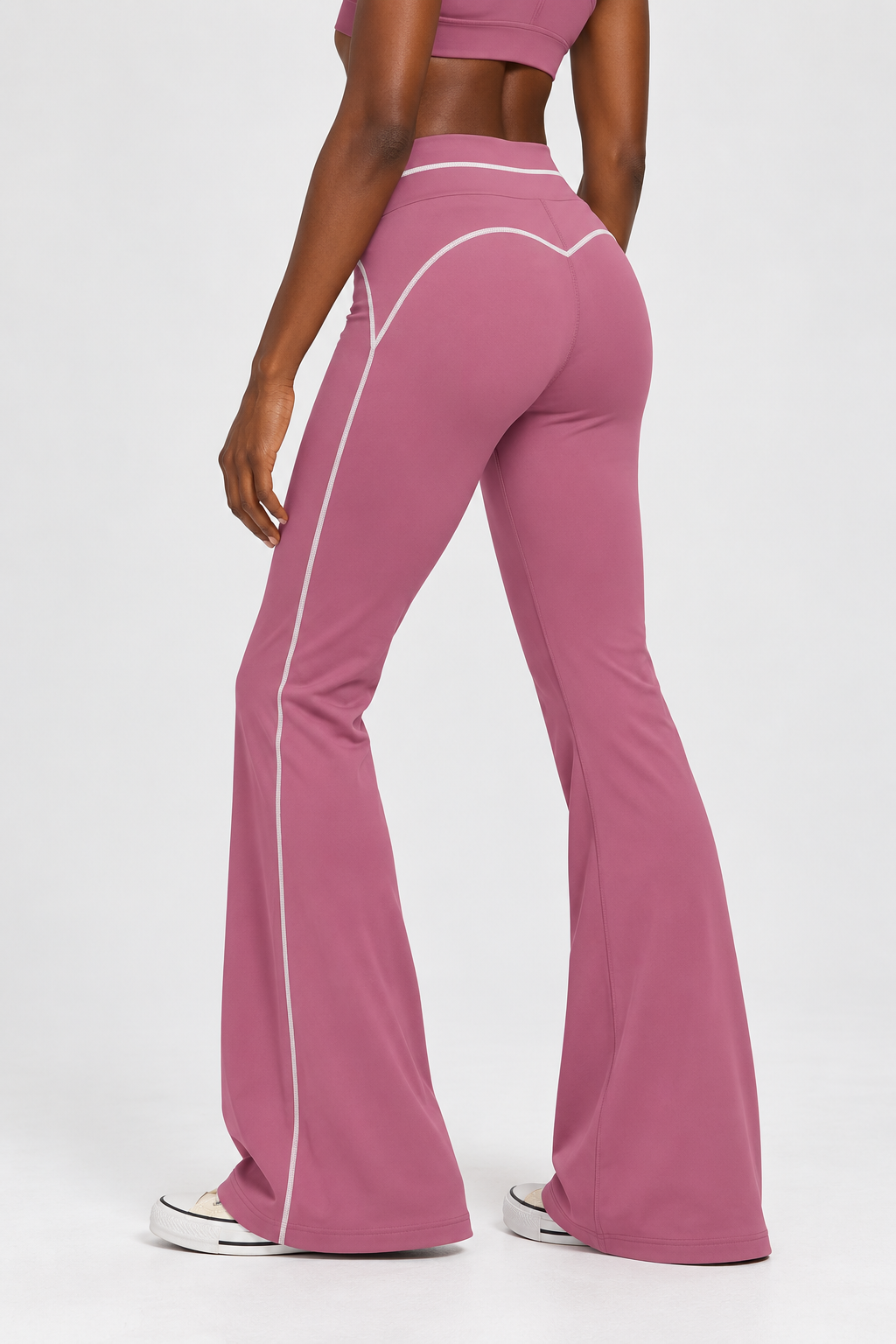 Topstitching High Rise Flared Leggings