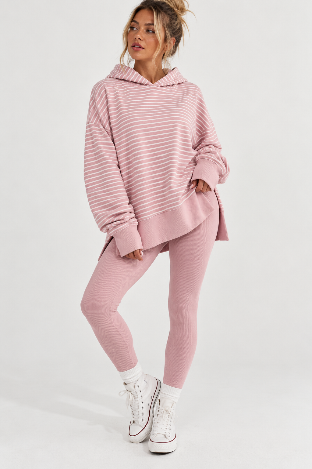Stripe Blush Loose Fit Hoodie