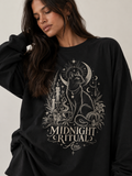 Midnight Ritual 🐈‍⬛ Pure Cotton Oversize Long Sleeve T-Shirt