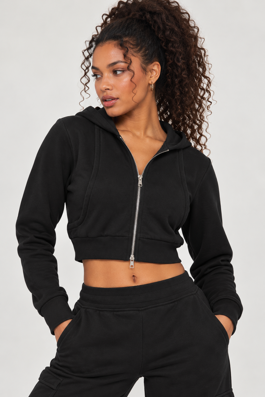 Karma Crop Zip Hoodie