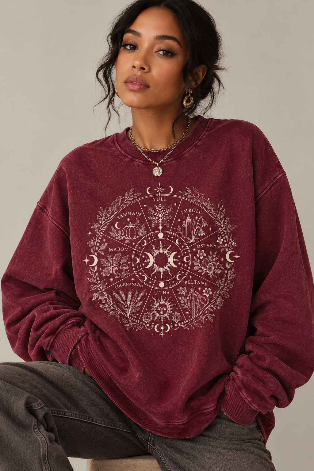 Wicca Wheel Of The Year Oversized Sweatshirt