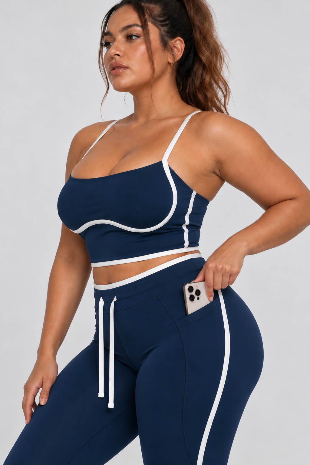 Navy Piping Leggings