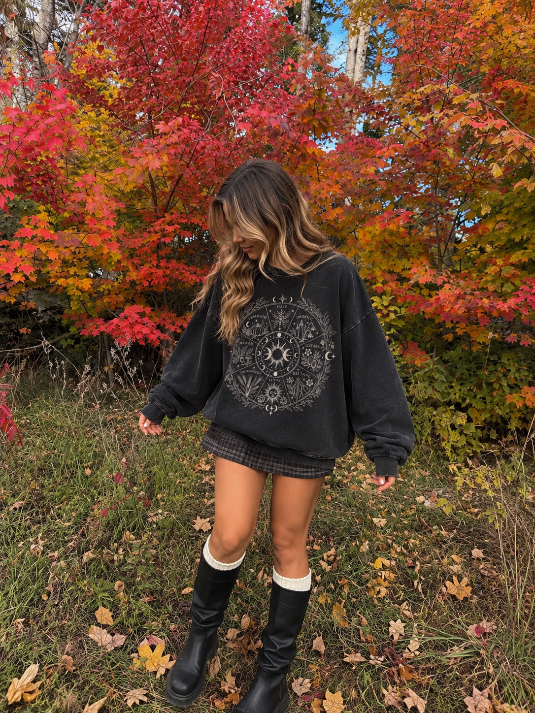 Wicca Wheel Of The Year Oversized Sweatshirt