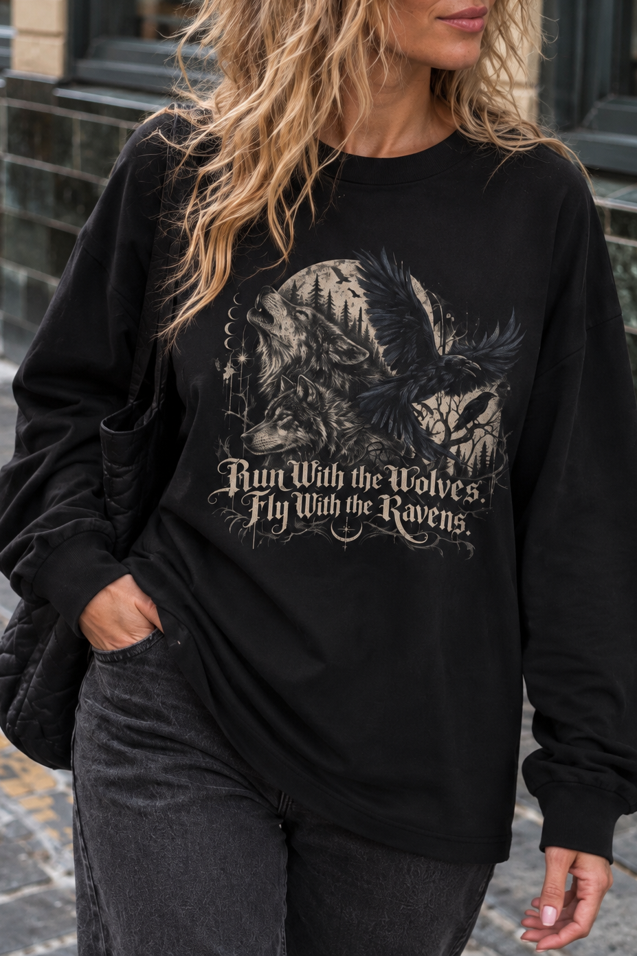 Run with Wolves  Oversize Long Sleeve T-Shirt
