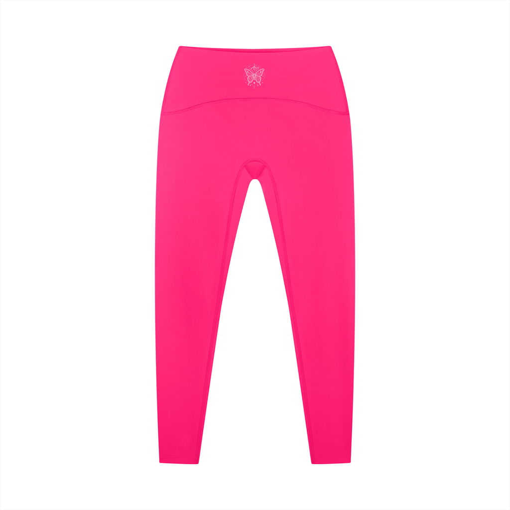 Butterfly Rose Pink High-Waisted Ankle Length Yoga Leggings