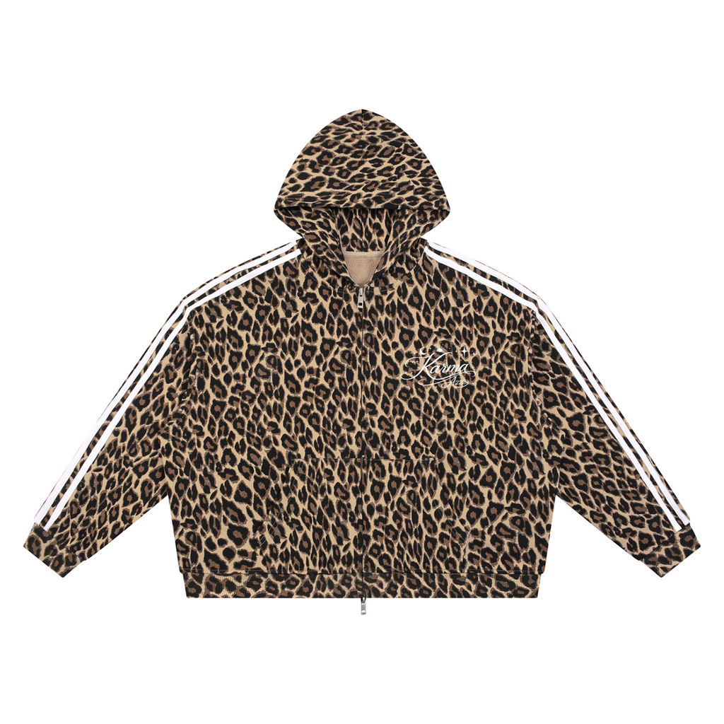 Leopard Karma Pure Cotton Zip Hoodie