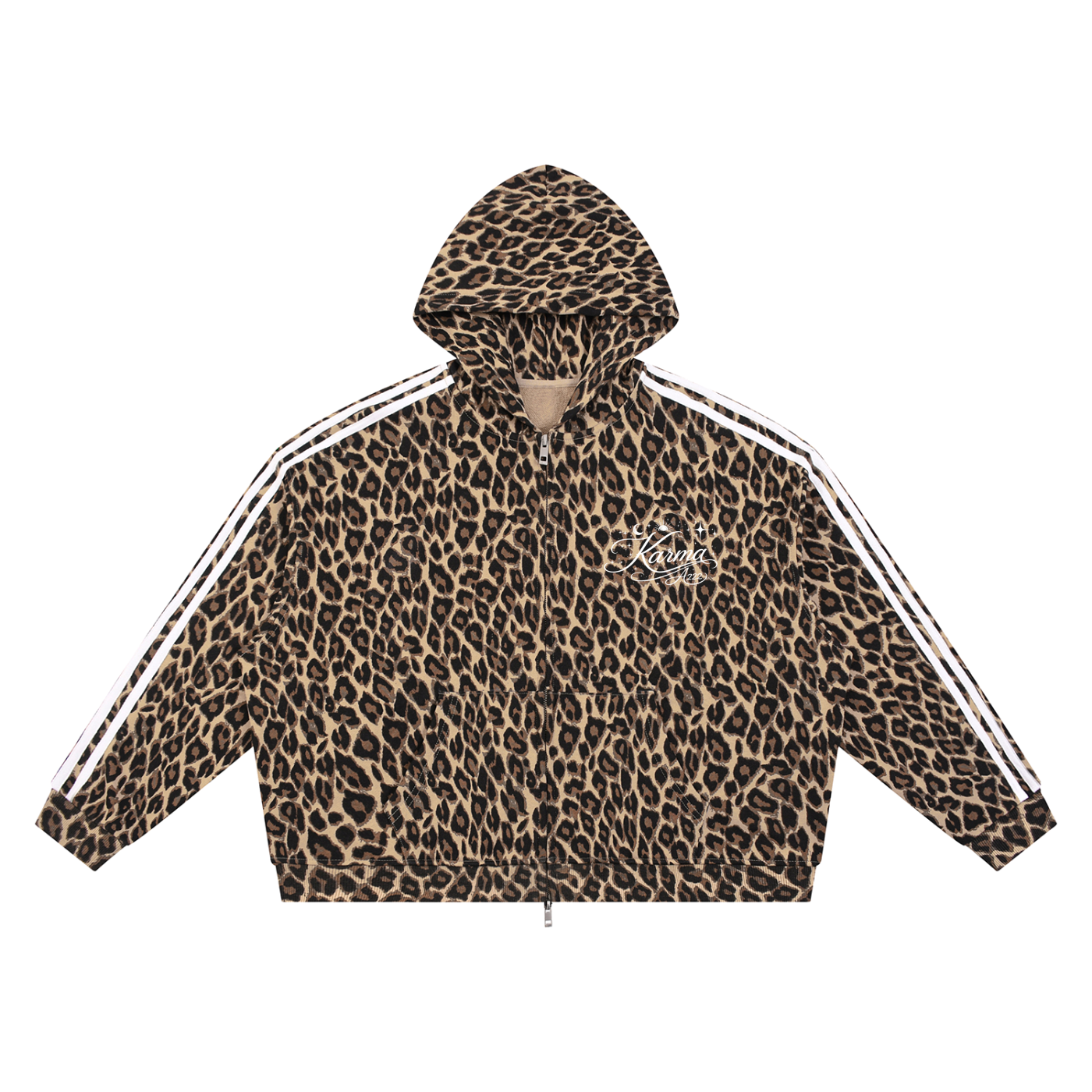 Leopard Karma Pure Cotton Zip Hoodie