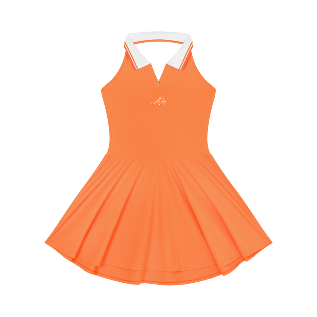 Sunburst Orange Halter A-Line Tennis Dress