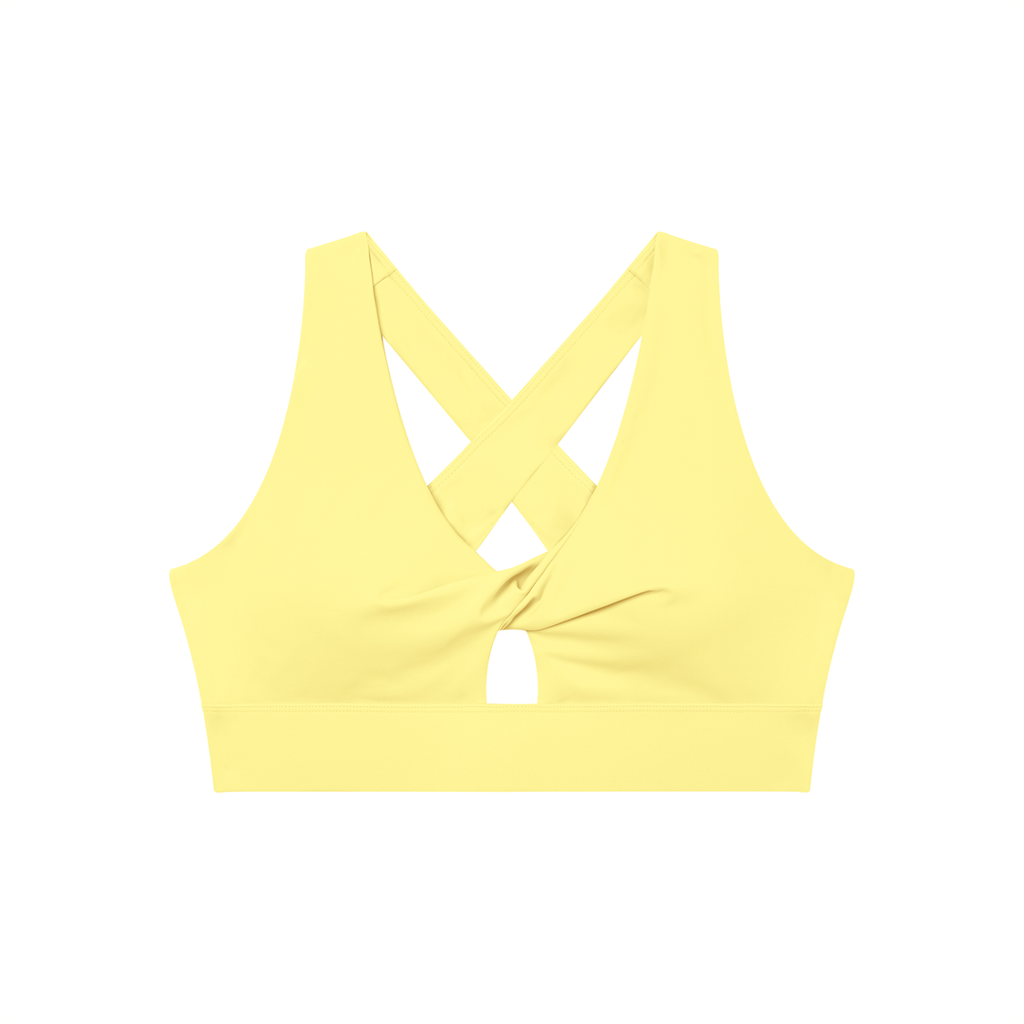 Lemon Sorbet 🍋 Twist Front V-Neck Sports Bra