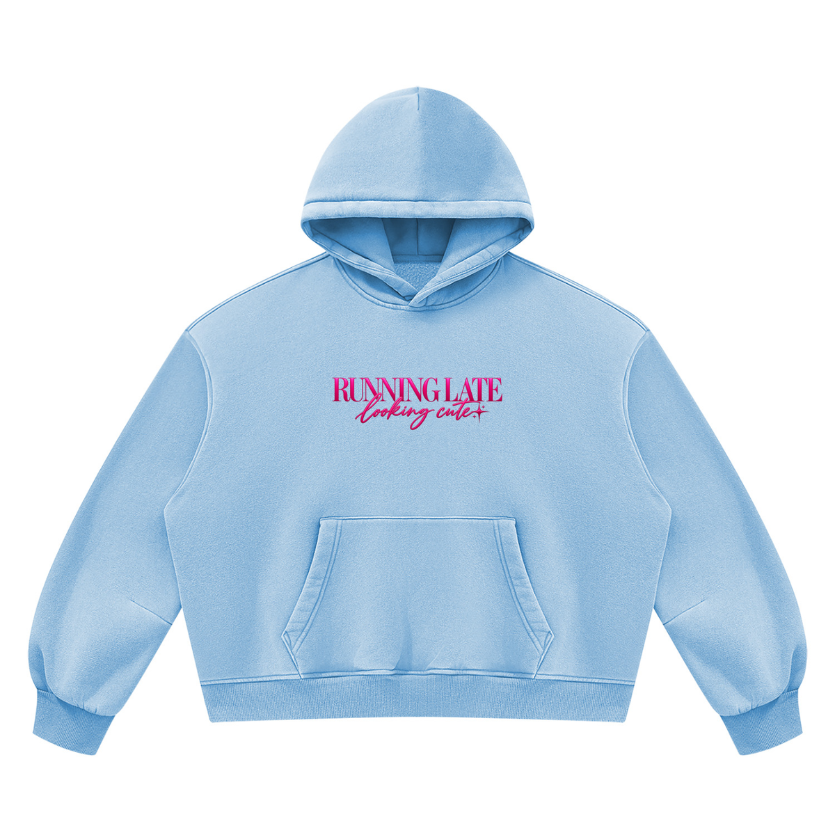 Running Late, Looking Cute Boxy Fleece Hoodie
