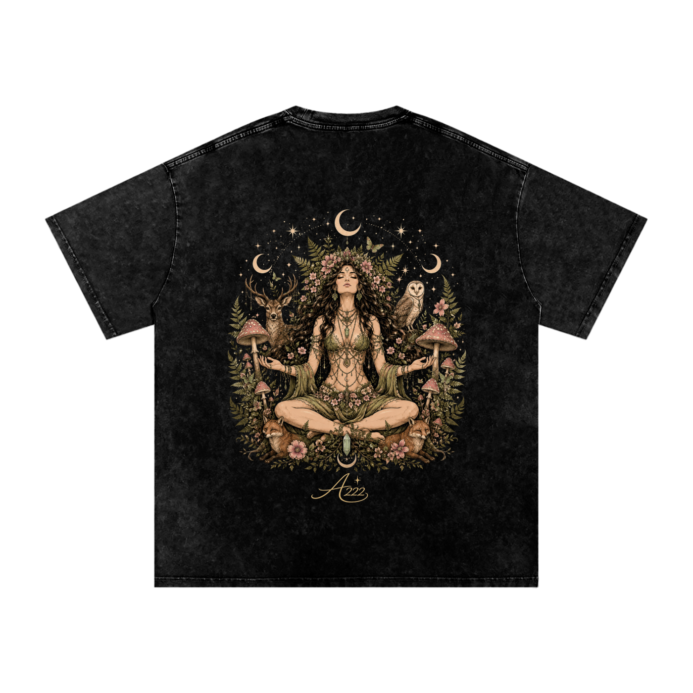 Pure Cotton Forest Goddess Washed Oversized T-Shirt