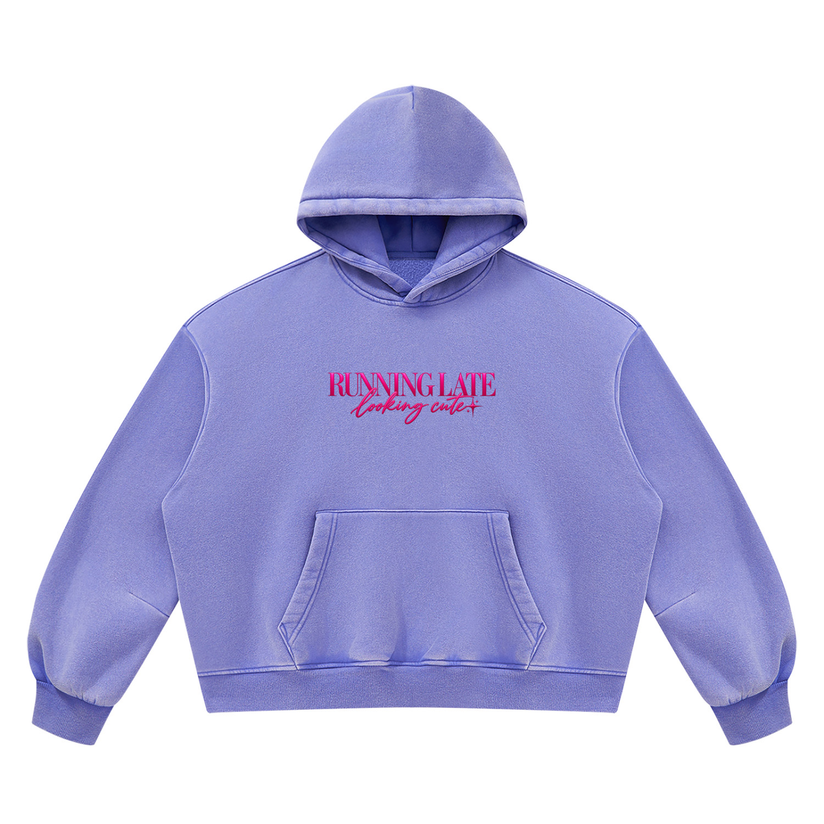 Running Late, Looking Cute Boxy Fleece Hoodie
