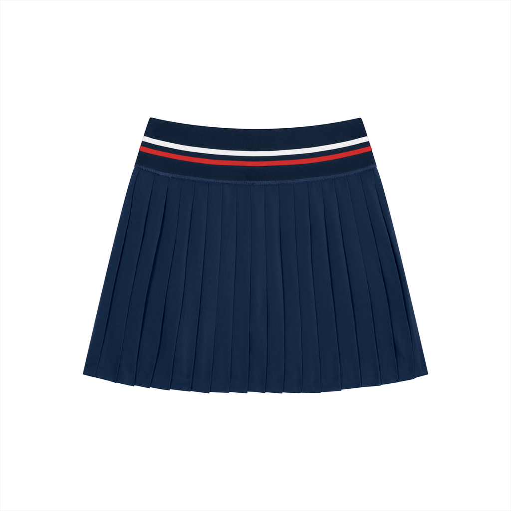 Navy Pleated Mini Skirt