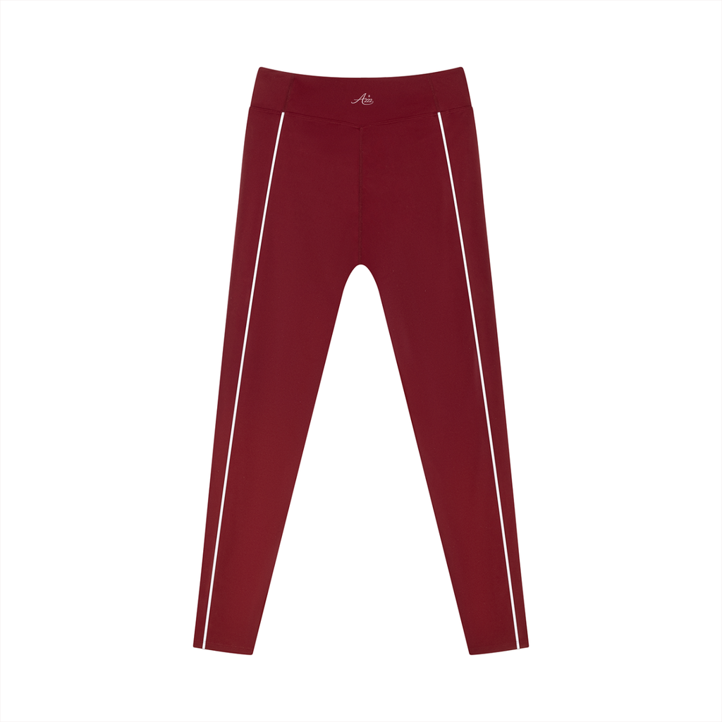 Red Wine High-Waist Tapered Leggings