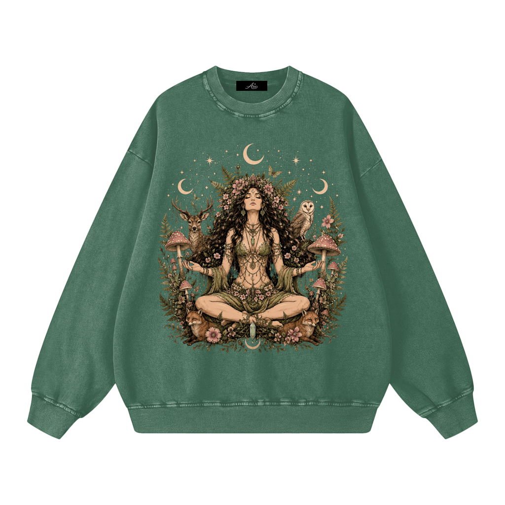 Pure Cotton Forest Goddess Oversized Sweatshirt