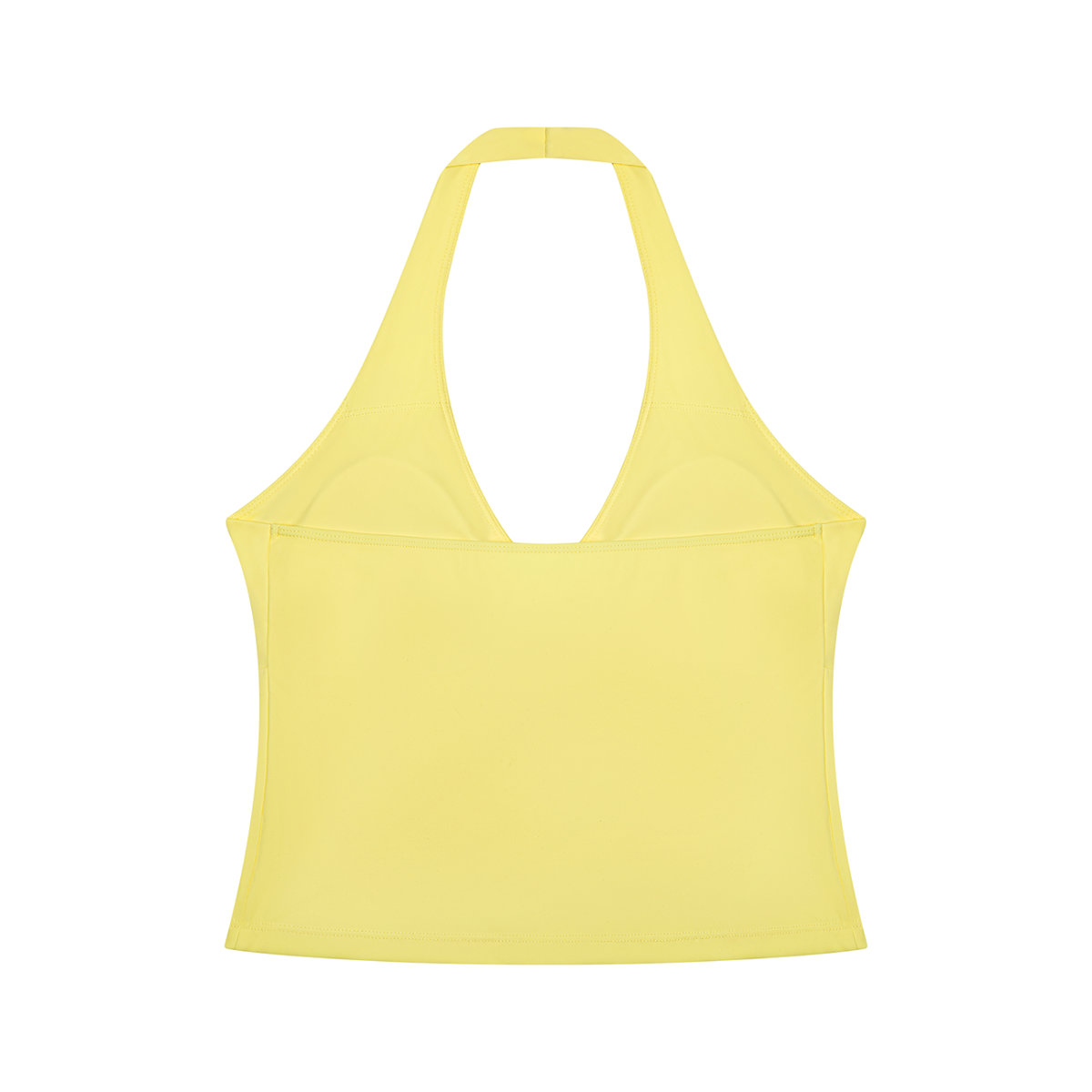 Lemon Sorbet Ruched Halter Yoga Tank Top