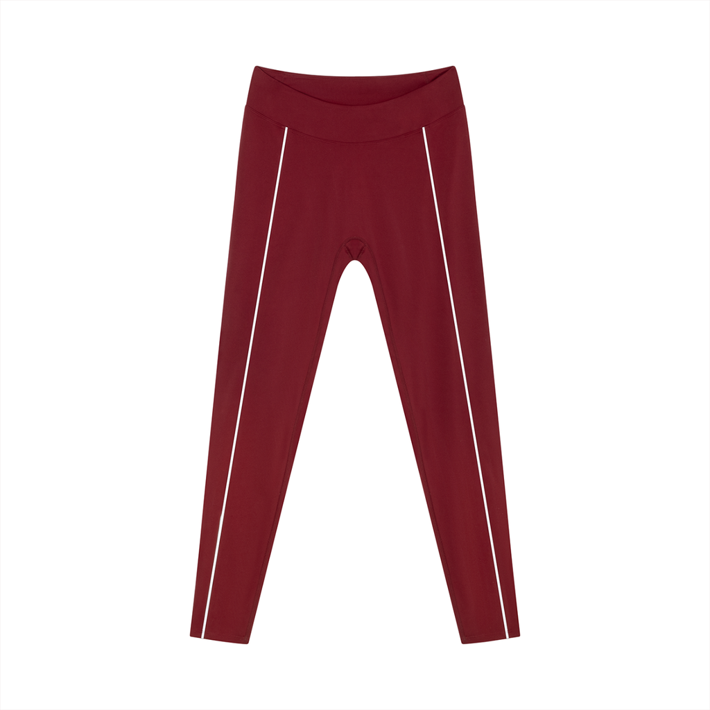 Red Wine High-Waist Tapered Leggings